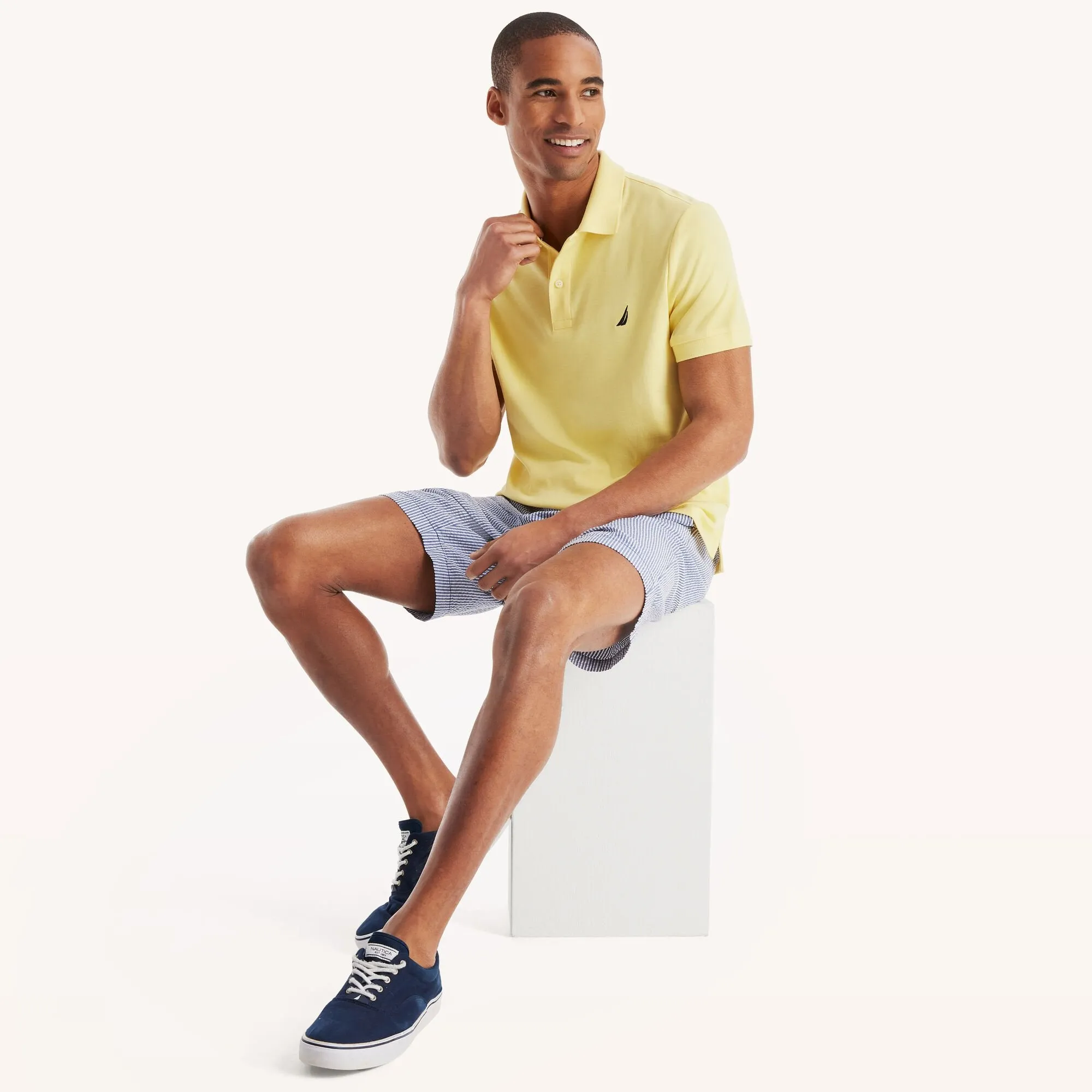 Nautica Mens Slim Fit Interlock Polo