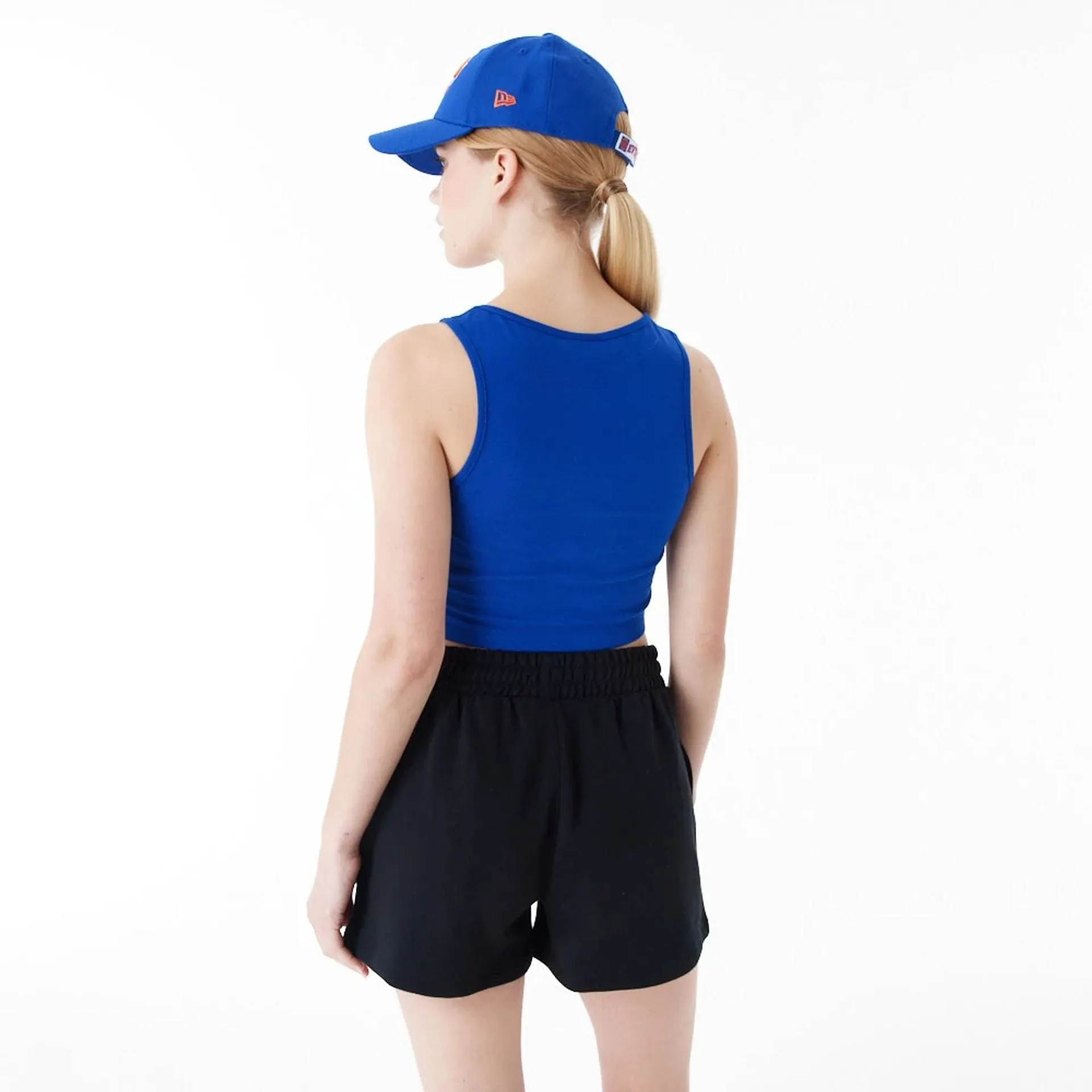 New York Knicks Womens NBA Team Logo Blue Crop Tank Top NEW ERA