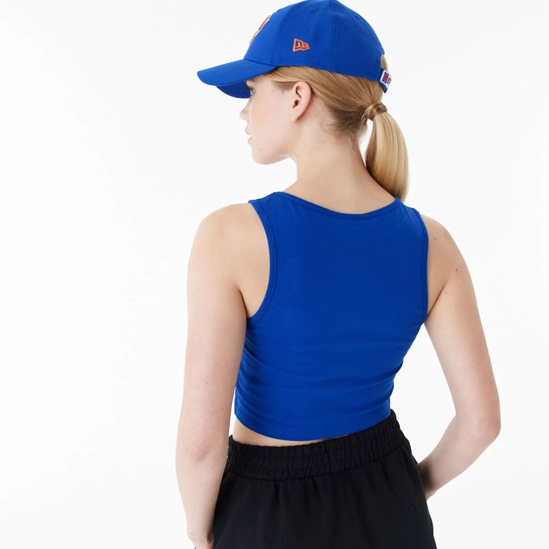 New York Knicks Womens NBA Team Logo Blue Crop Tank Top NEW ERA