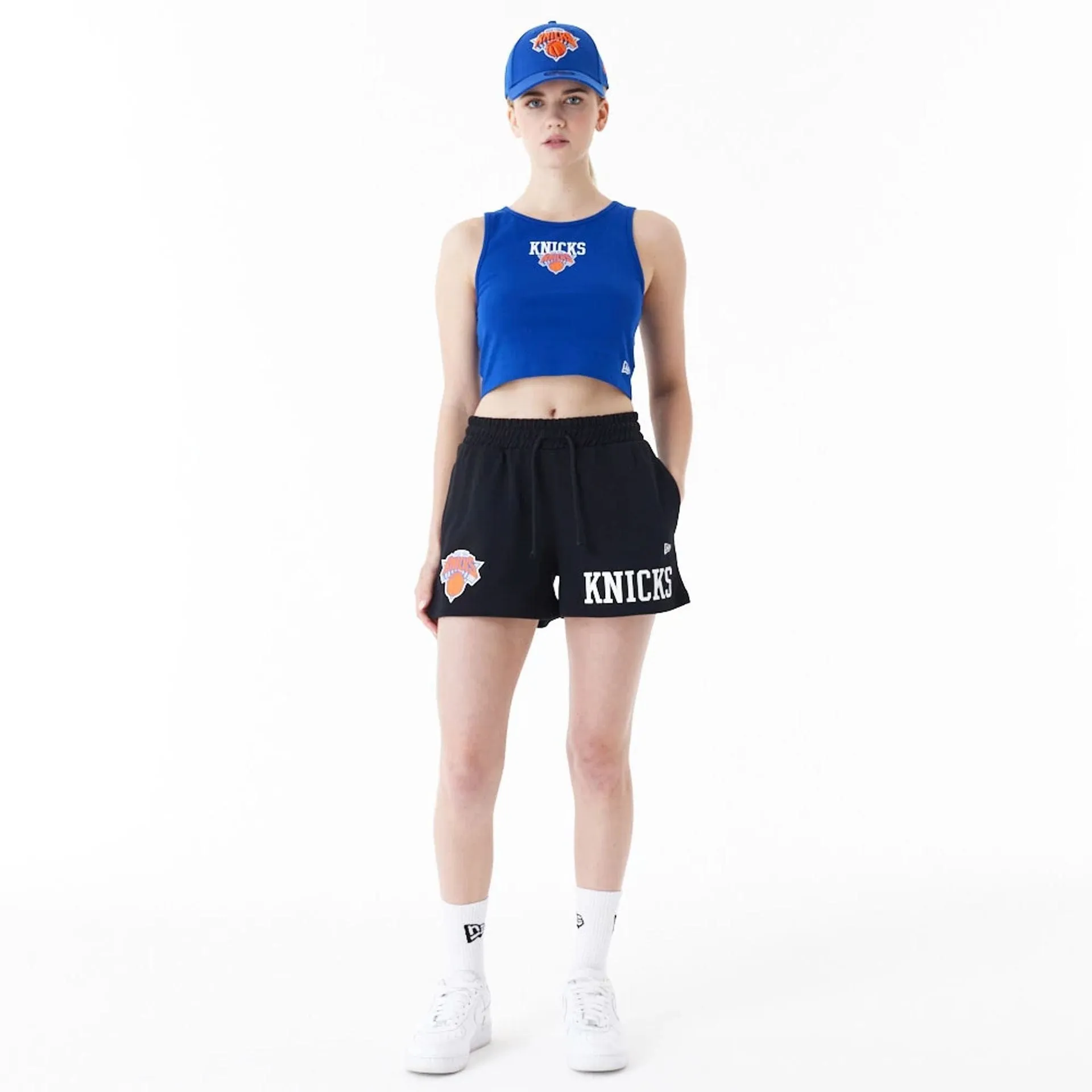 New York Knicks Womens NBA Team Logo Blue Crop Tank Top NEW ERA