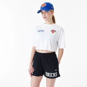 New York Knicks Womens NBA Team Logo White Crop T-Shirt NEW ERA