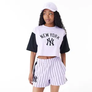 New York Yankees MLB Lifestyle Purple Womens Crop T-Shirt NEW ERA