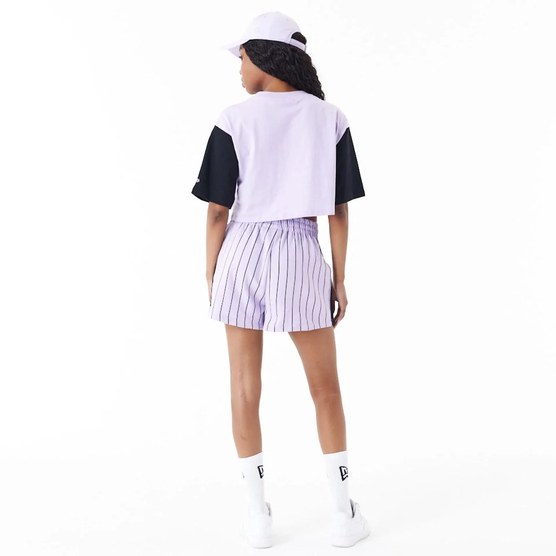 New York Yankees MLB Lifestyle Purple Womens Crop T-Shirt NEW ERA