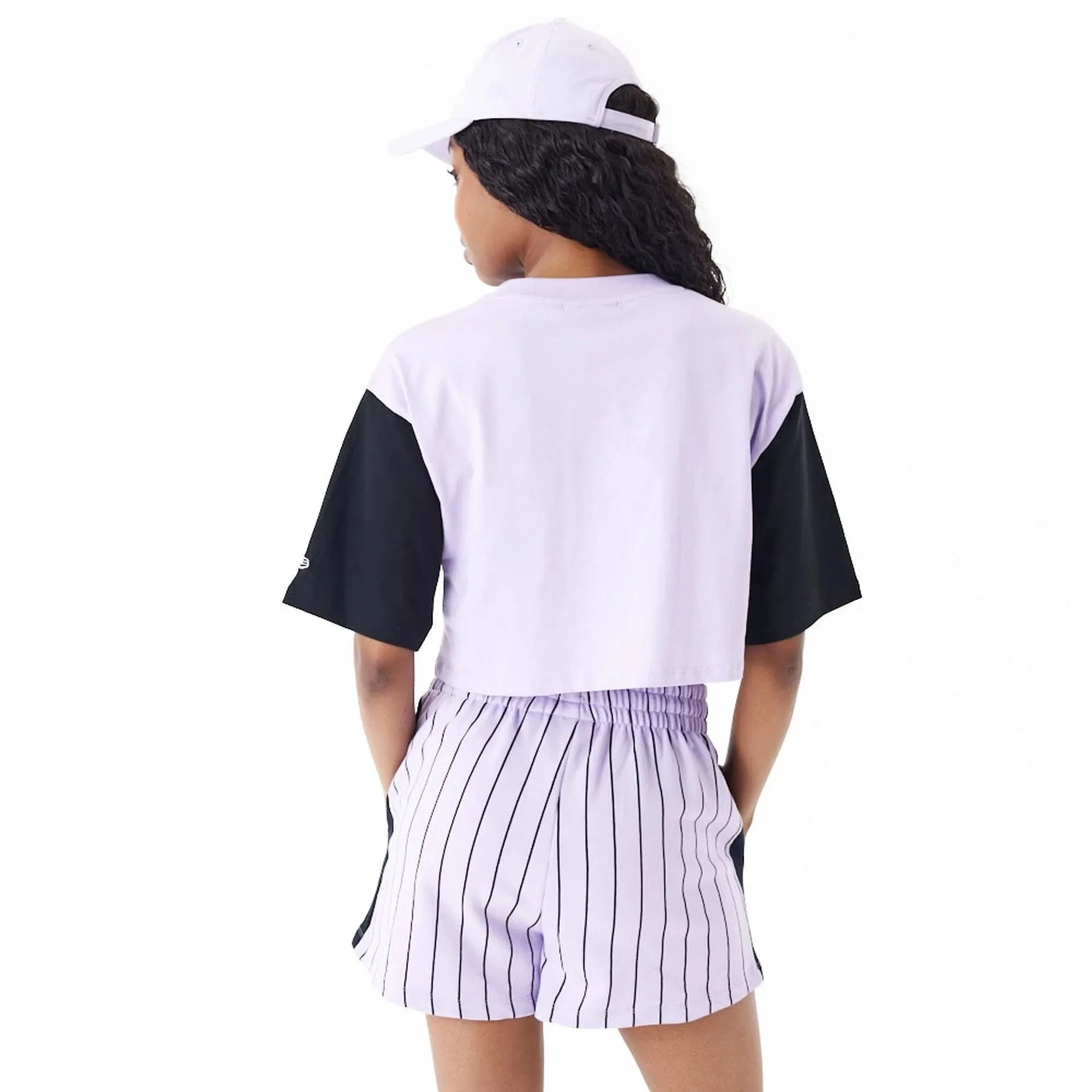 New York Yankees MLB Lifestyle Purple Womens Crop T-Shirt NEW ERA
