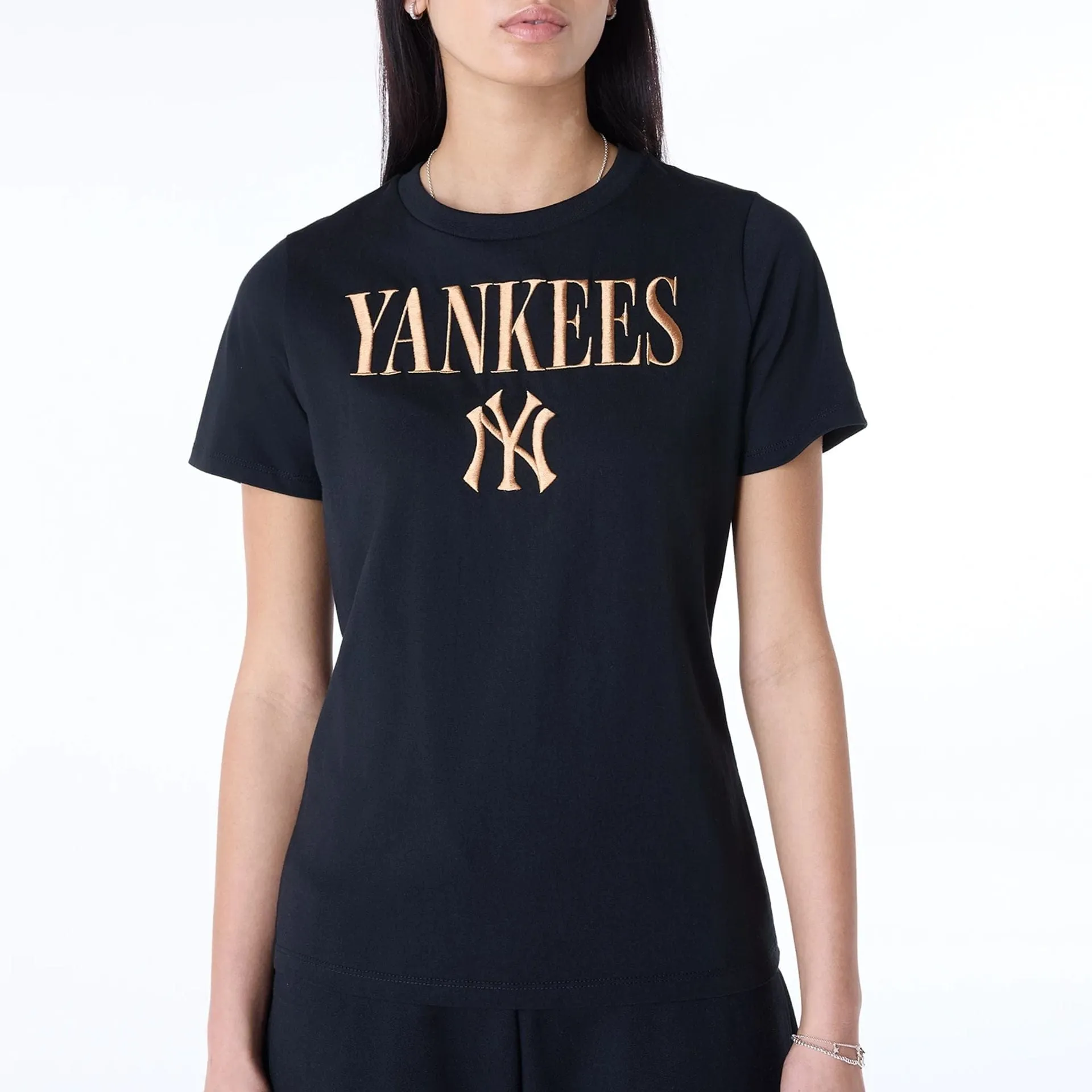 New York Yankees Womens MLB Black T-Shirt NEW ERA