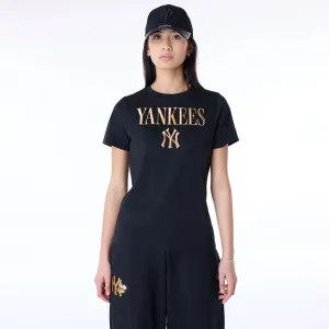 New York Yankees Womens MLB Black T-Shirt NEW ERA