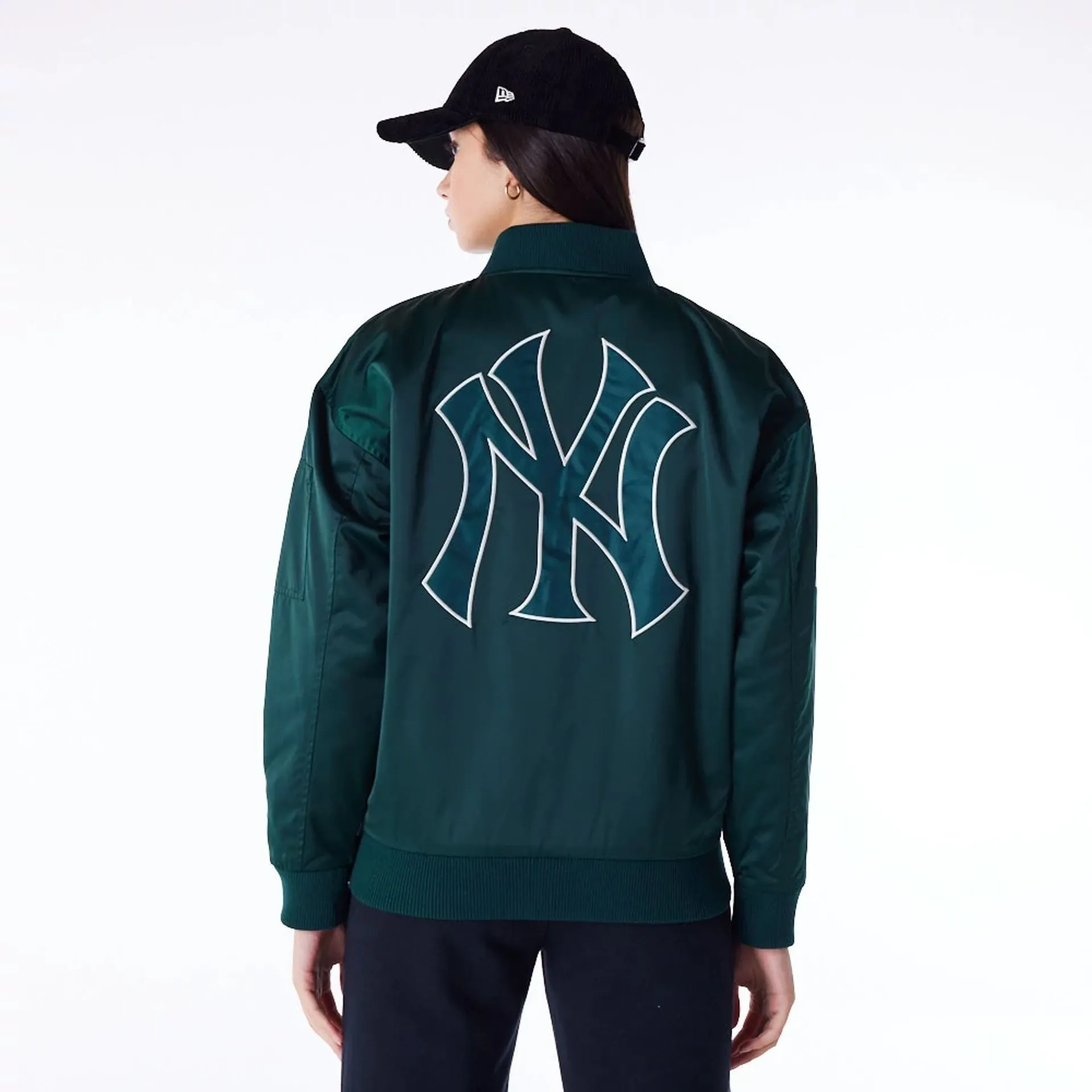 New York Yankees Womens MLB Dark Green Bomber Jacket NEW ERA
