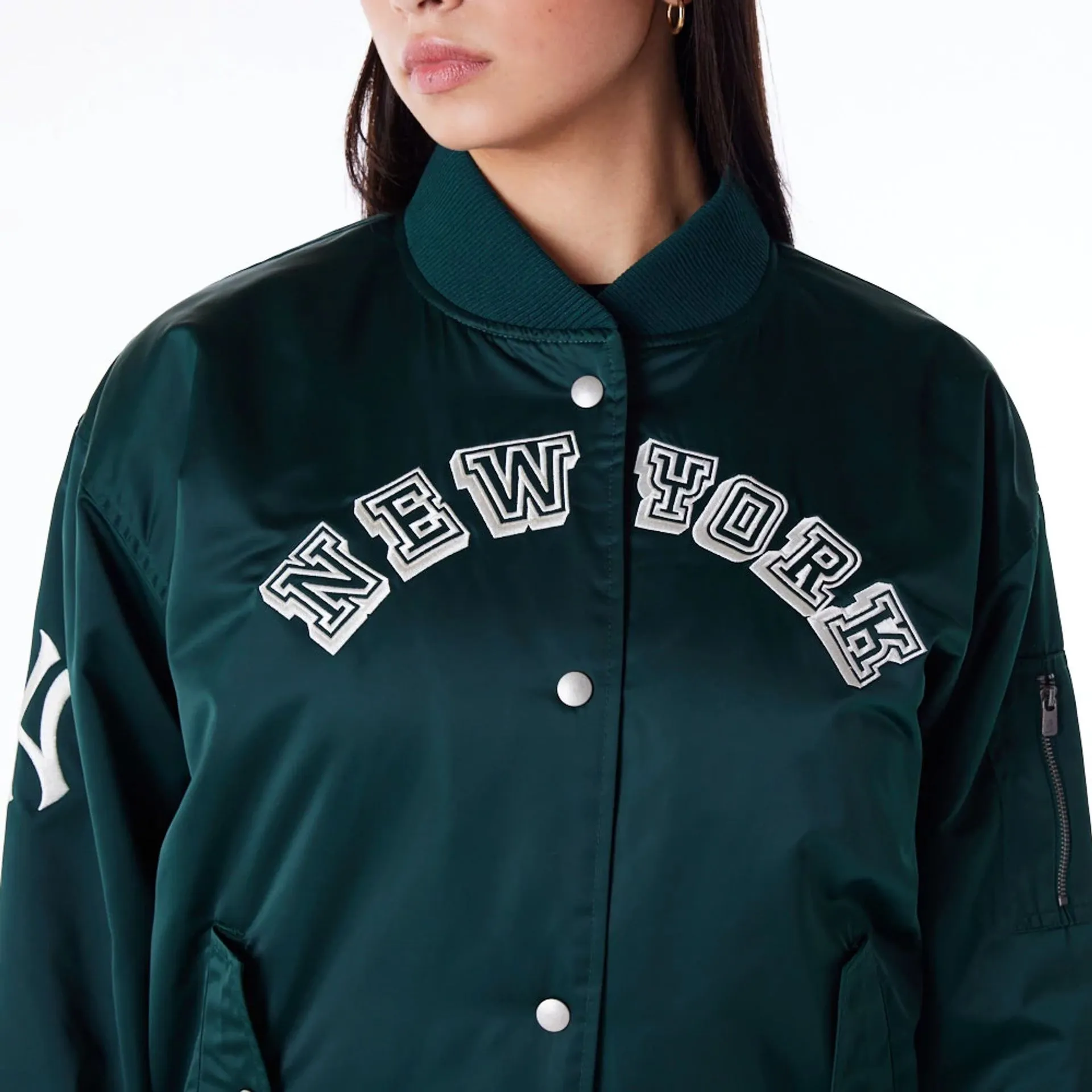 New York Yankees Womens MLB Dark Green Bomber Jacket NEW ERA