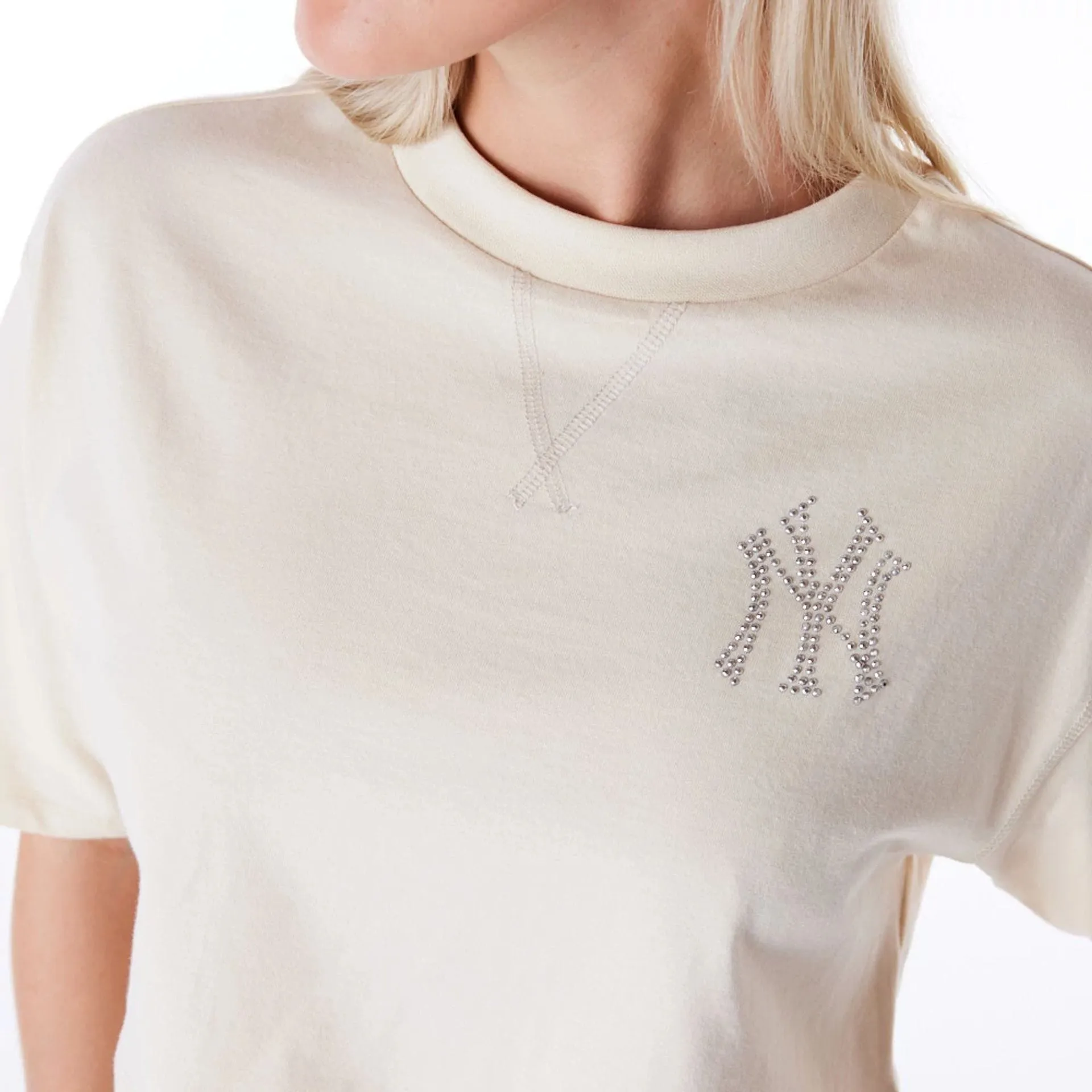 New York Yankees Womens MLB Diamante Stone Crop T-Shirt NEW ERA