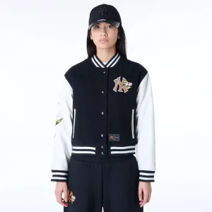 New York Yankees Womens MLB Floral Black Varsity Jacket NEW ERA