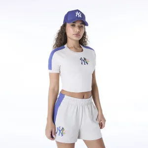New York Yankees Womens MLB Floral Light Beige T-Shirt NEW ERA