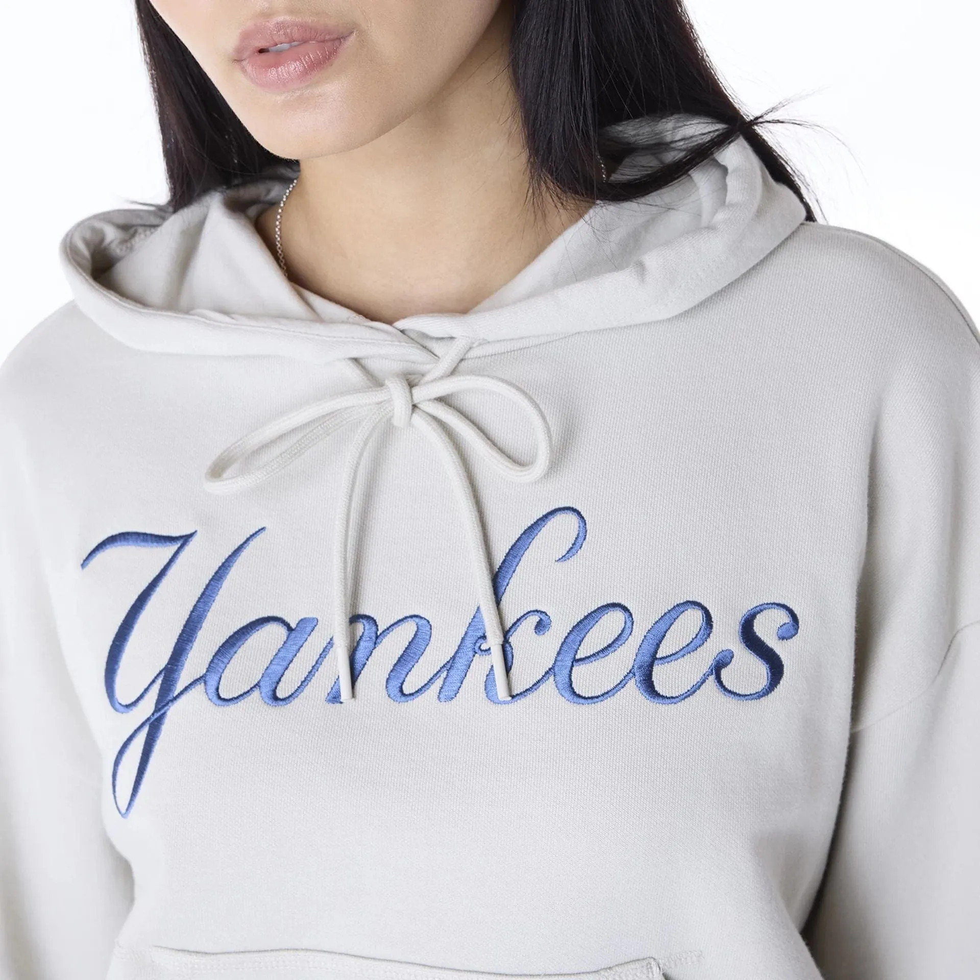 New York Yankees Womens MLB Graphic Cream Pullover Hoodie NEW ERA