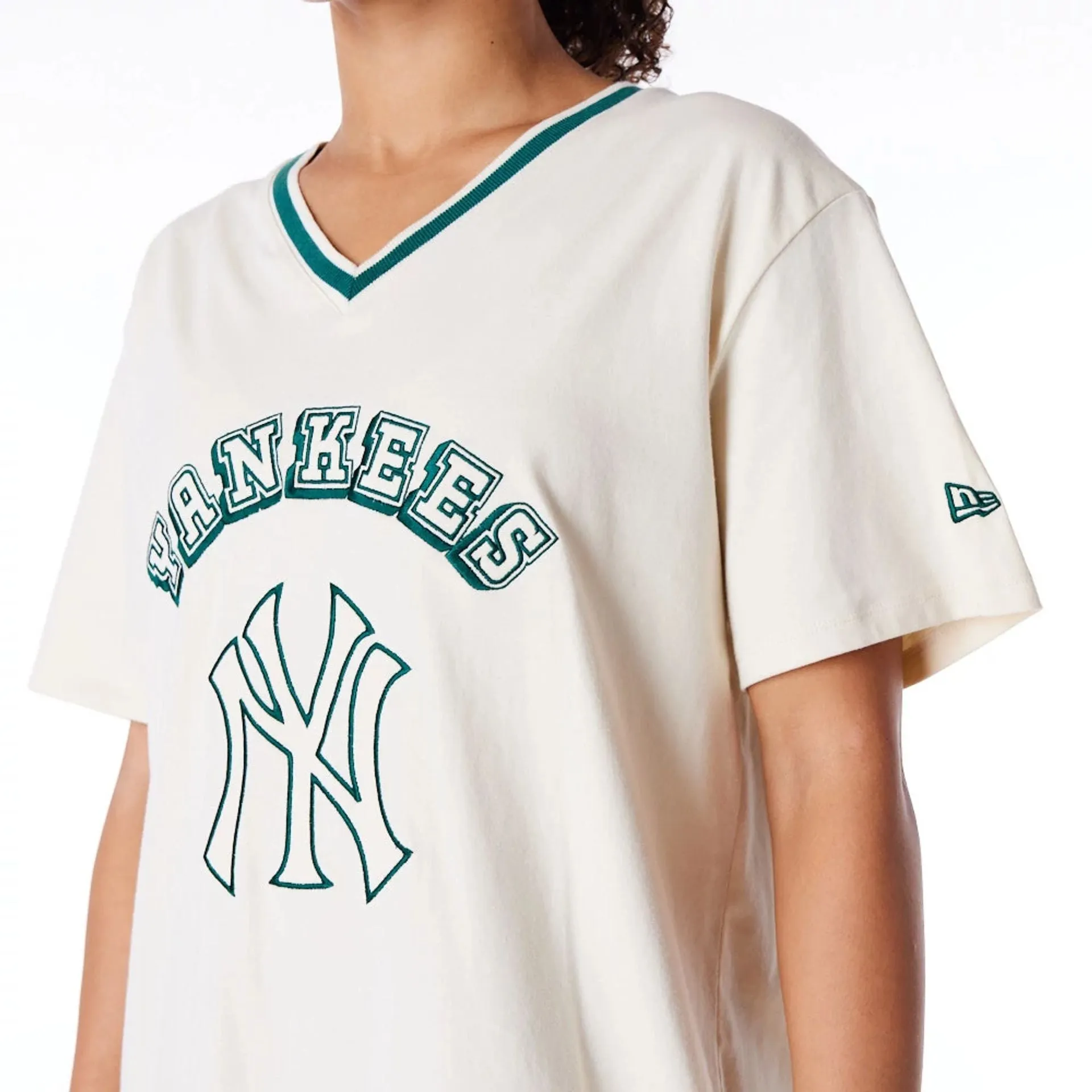 New York Yankees Womens MLB Graphic Stone V Neck T-Shirt NEW ERA