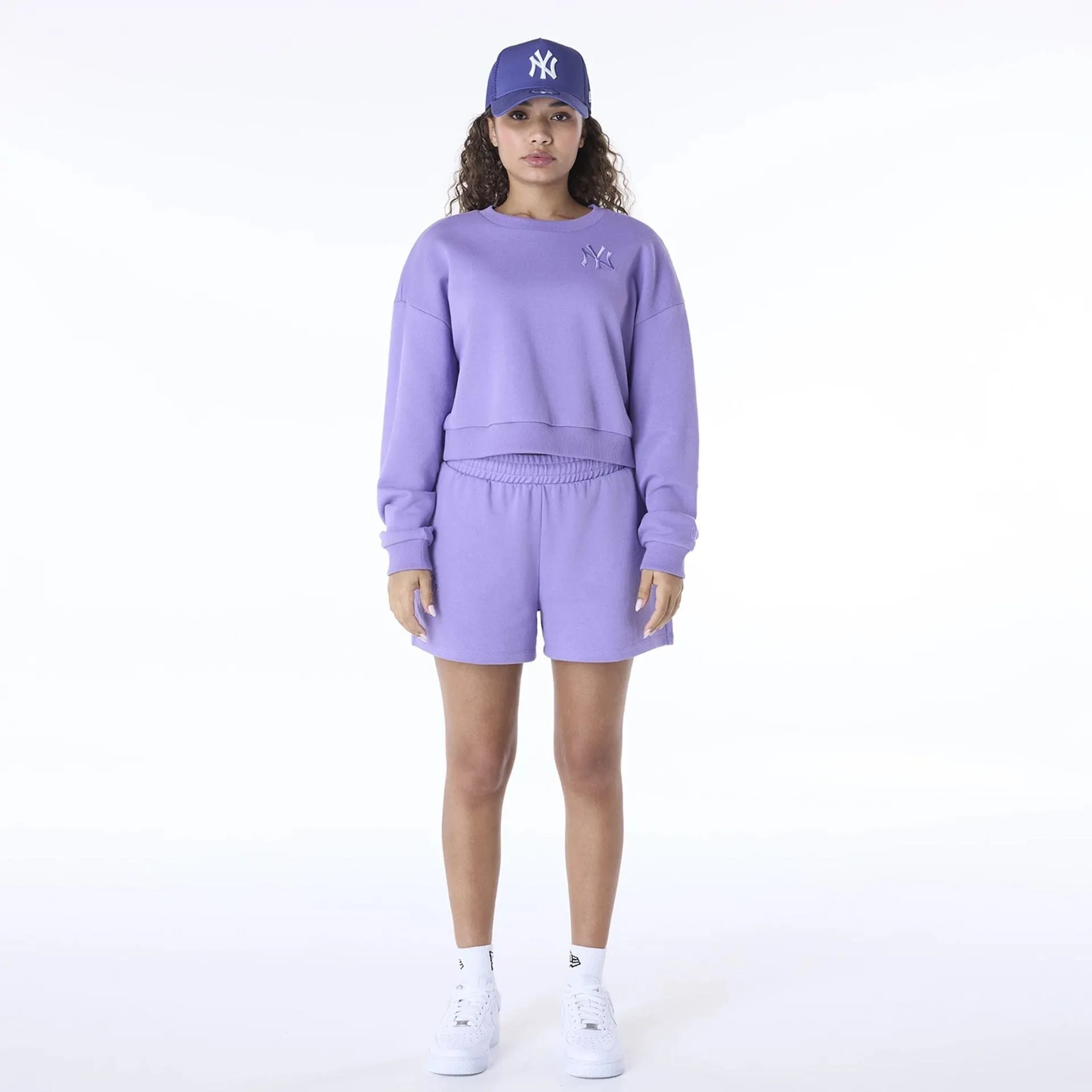 New York Yankees Womens MLB League Essential Purple Crew Neck Sweater NEW ERA