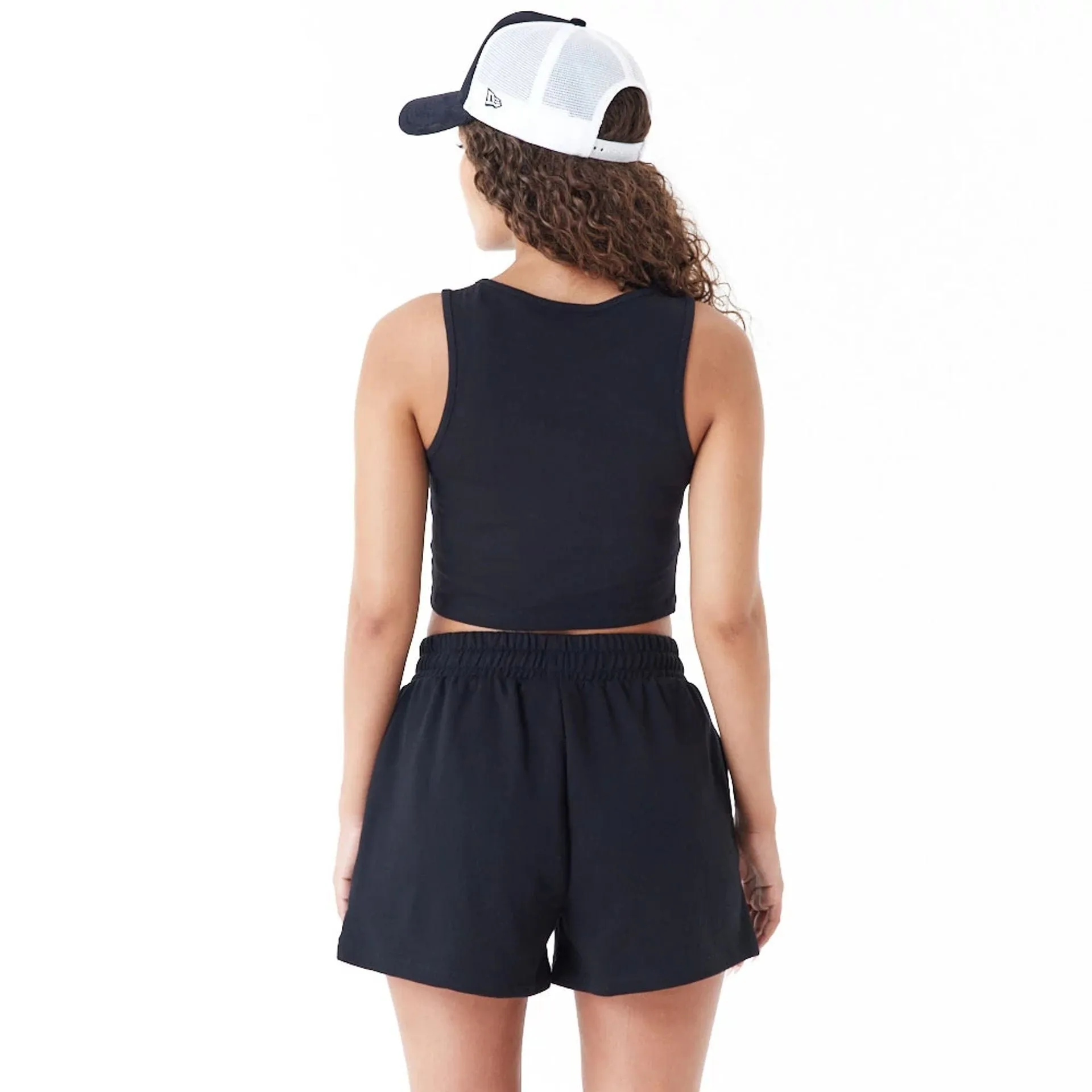 New York Yankees Womens MLB Lifestyle Black Crop Tank Top NEW ERA