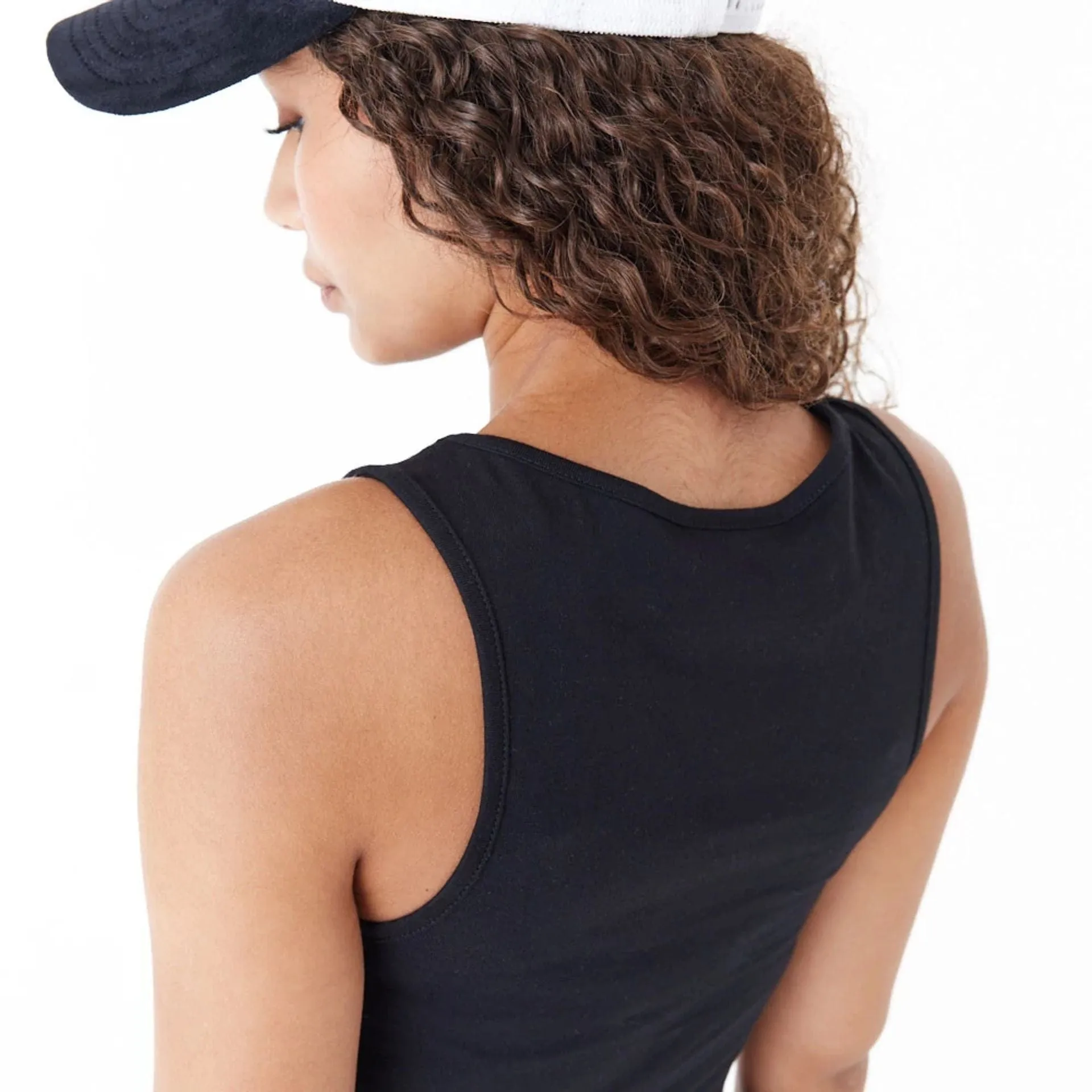 New York Yankees Womens MLB Lifestyle Black Crop Tank Top NEW ERA