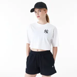 New York Yankees Womens MLB Lifestyle White Crop T-Shirt NEW ERA