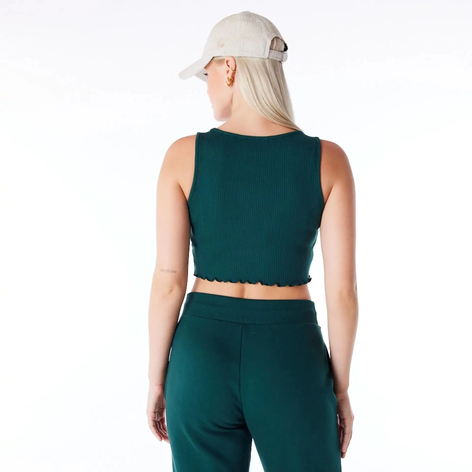 New York Yankees Womens MLB Rib Dark Green Crop Tank Top NEW ERA