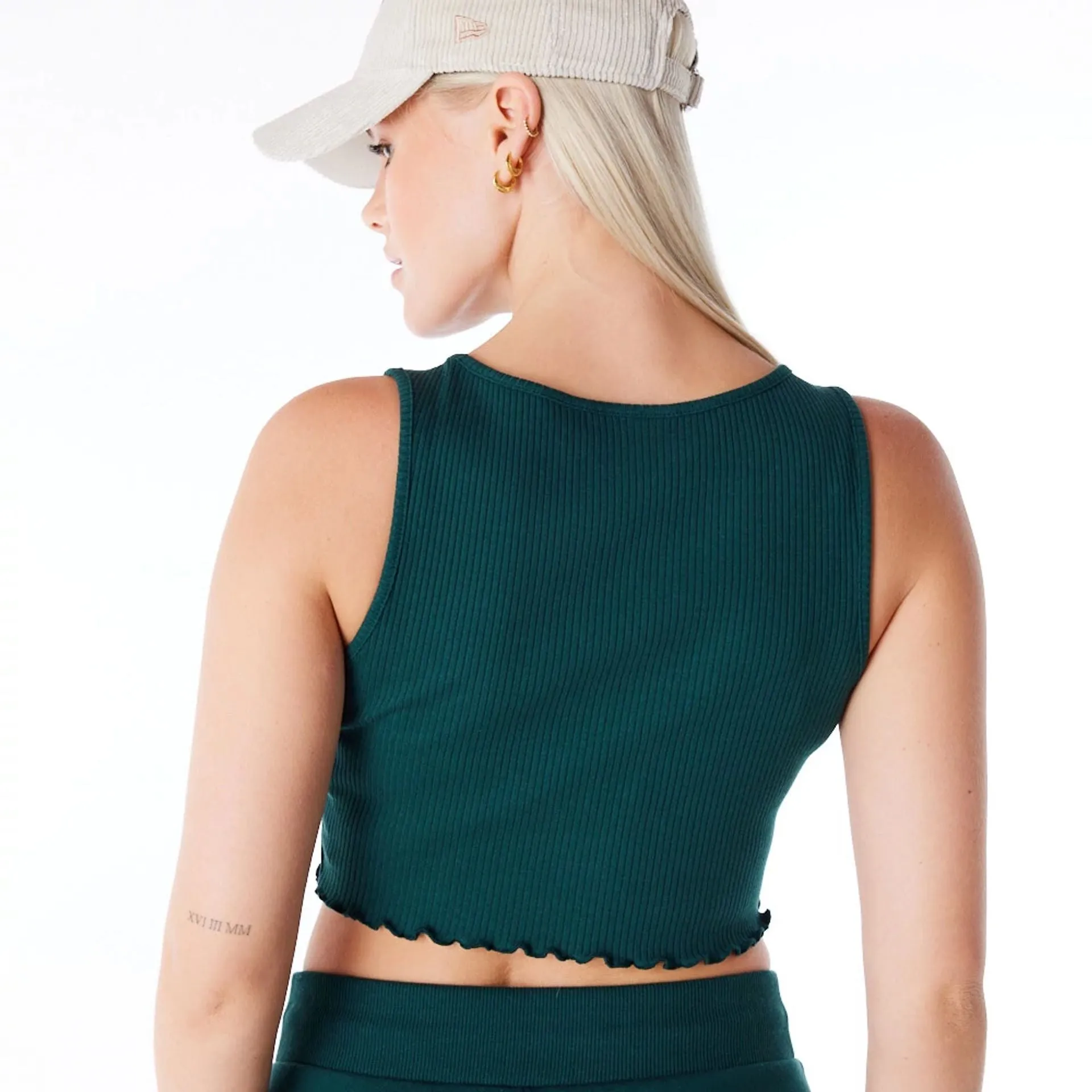 New York Yankees Womens MLB Rib Dark Green Crop Tank Top NEW ERA