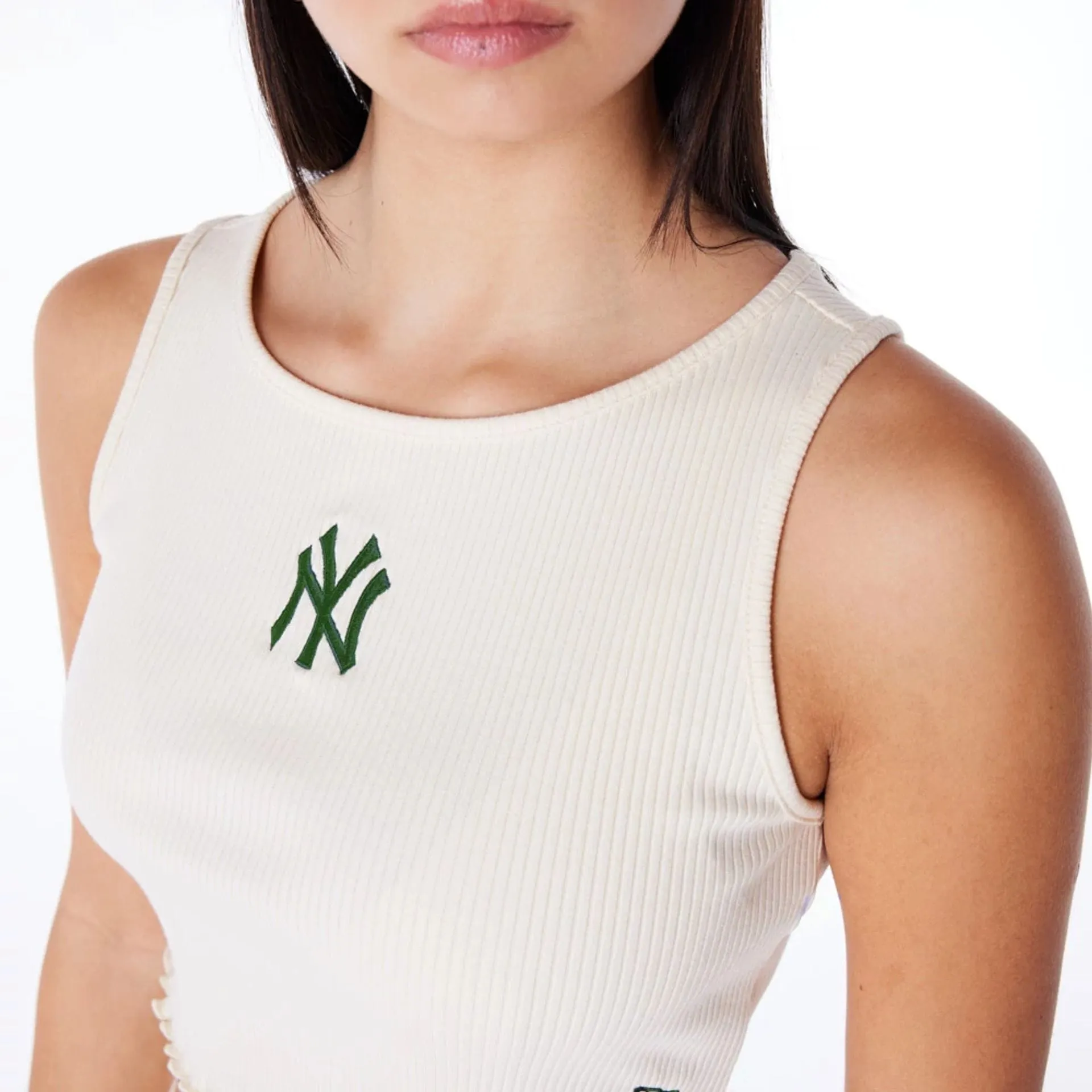 New York Yankees Womens MLB Rib Stone Crop Tank Top NEW ERA