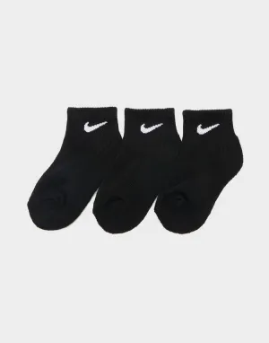 NIKE KID'S CUSHIONS ANKLE 3 PACKS BLACK SOCKS