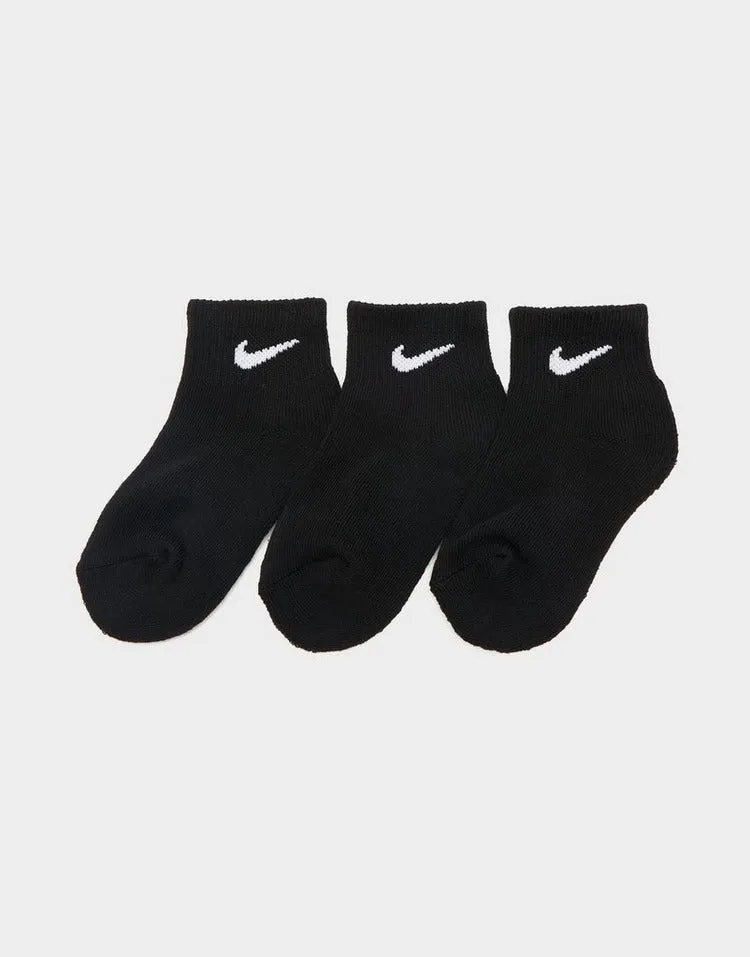 NIKE KID'S CUSHIONS ANKLE 3 PACKS BLACK SOCKS