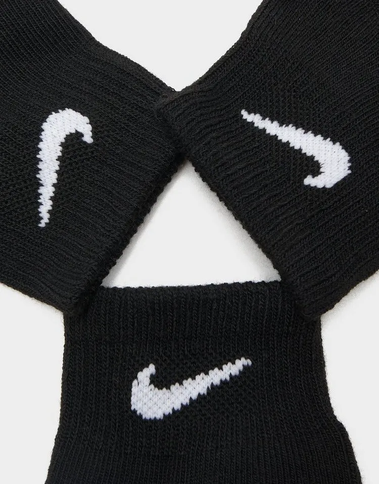 NIKE KID'S CUSHIONS ANKLE 3 PACKS BLACK SOCKS