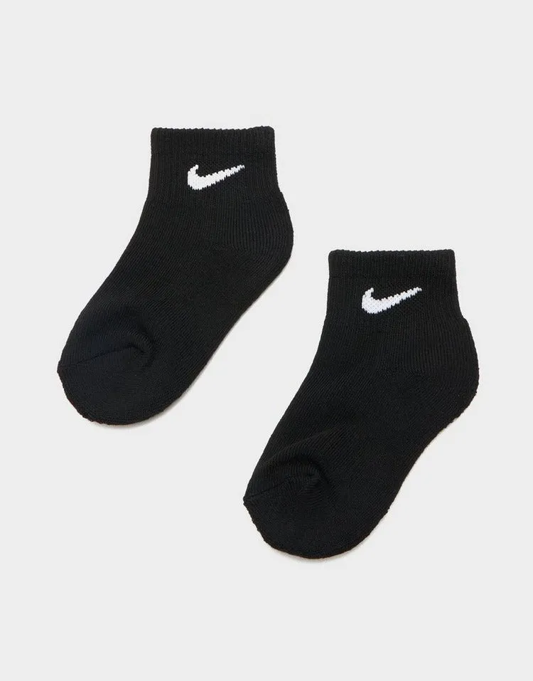 NIKE KID'S CUSHIONS ANKLE 3 PACKS BLACK SOCKS