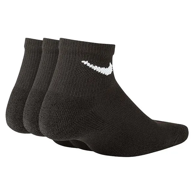 NIKE KID'S CUSHIONS ANKLE 3 PACKS BLACK SOCKS