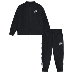 NIKE KID'S LOGO TAPING BLACK FULL ZIP TRACKSUIT SET