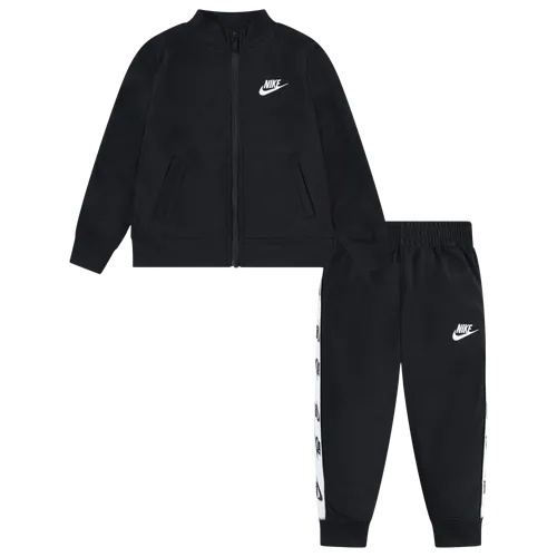 NIKE KID'S LOGO TAPING BLACK FULL ZIP TRACKSUIT SET