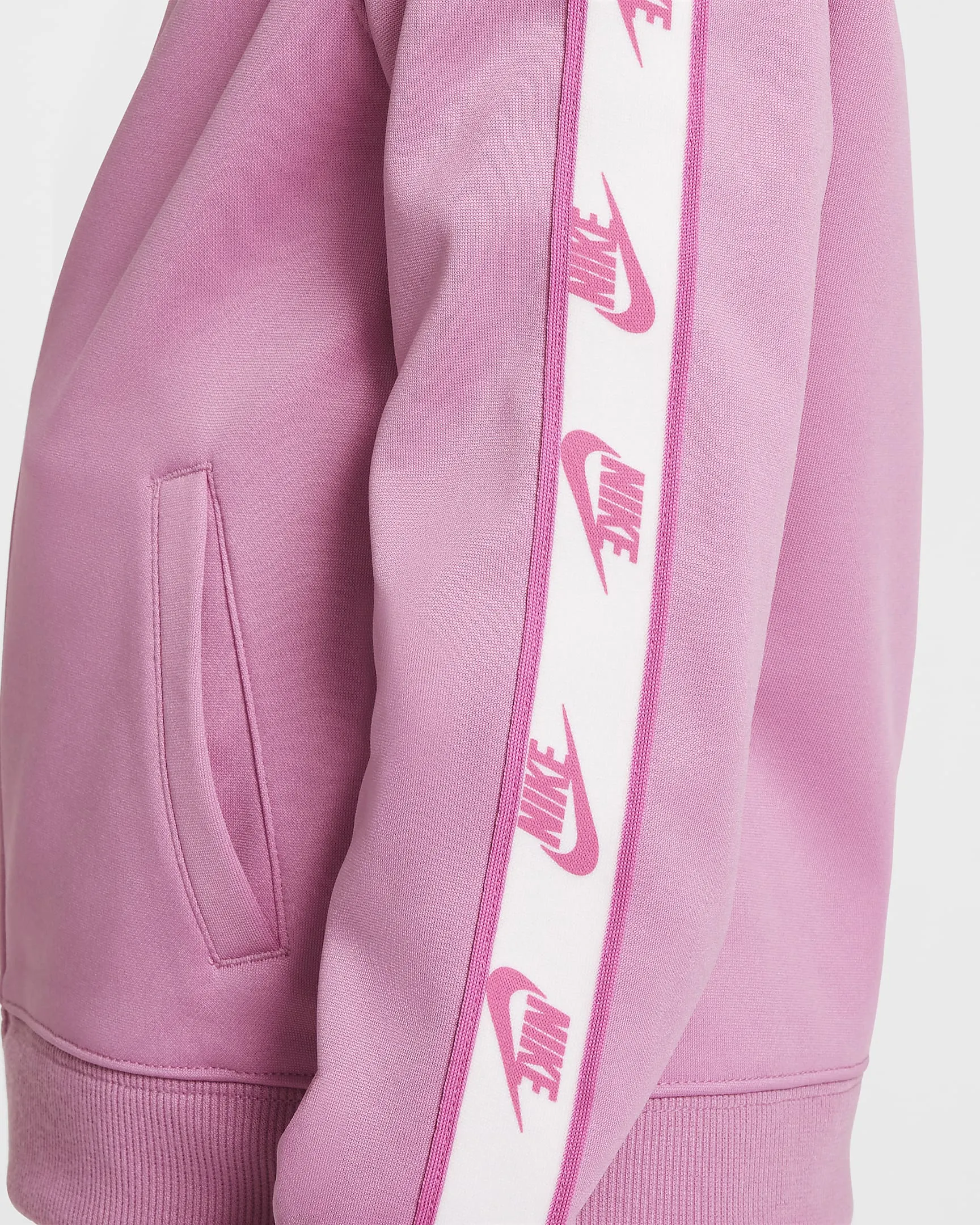NIKE KID'S LOGO TAPING FUCHSIA FULL ZIP TRACKSUIT SET
