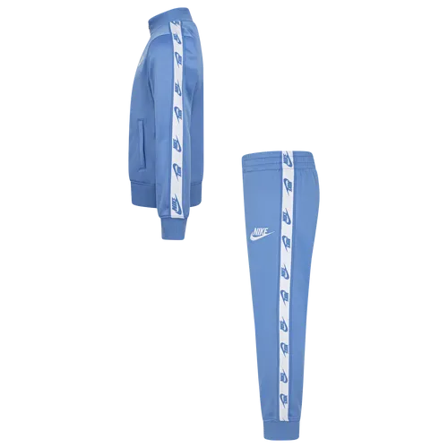NIKE KID'S LOGO TAPING FULL ZIP BLUE TRACKSUIT SET
