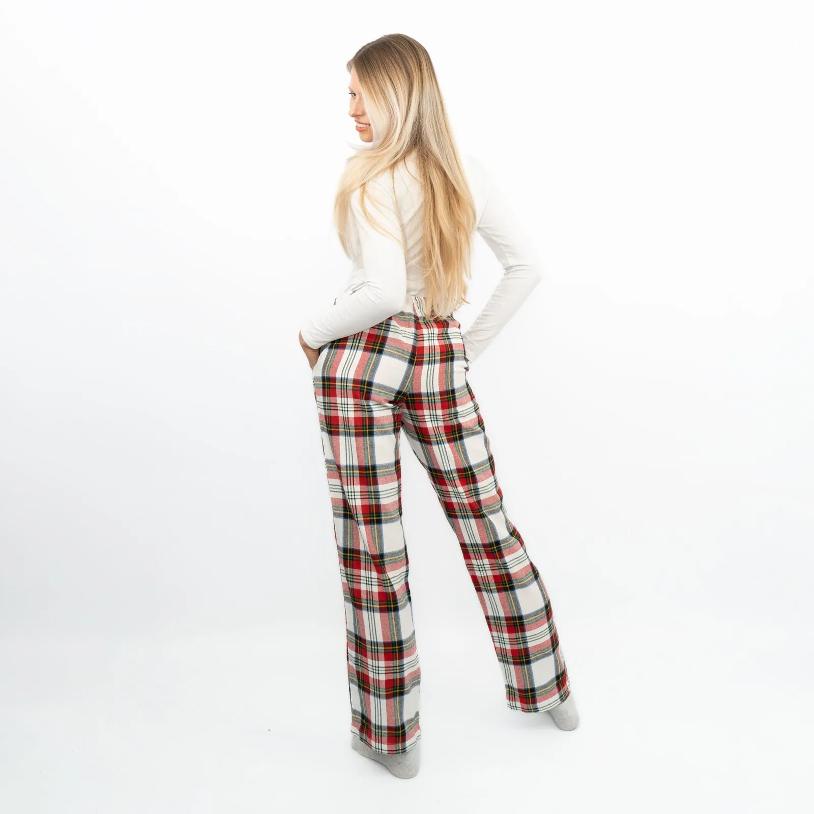 Old Navy Womens Red White Plaid Tartan PJ Pants Pyjama Bottoms