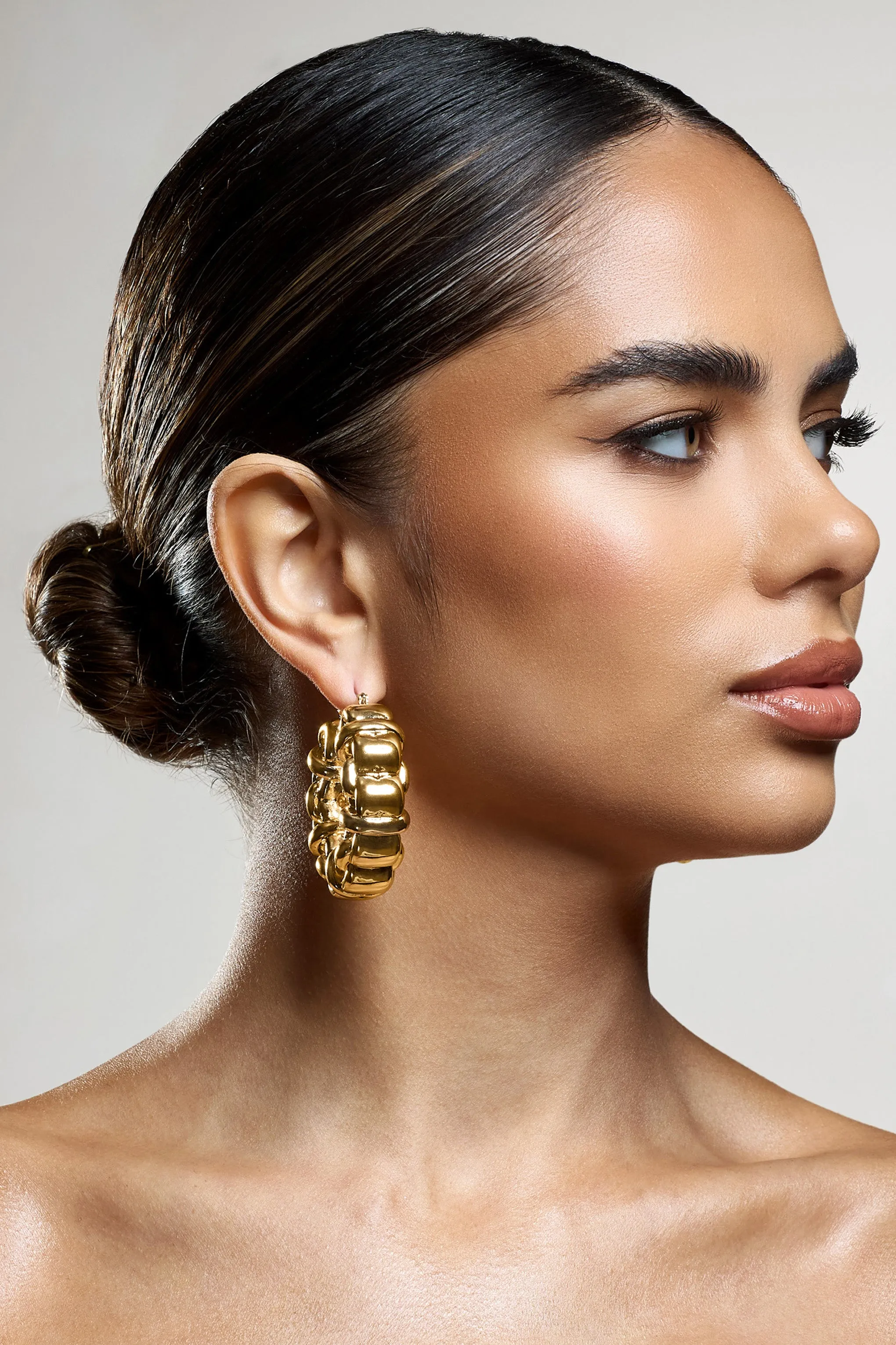 Orli | Gold Chunky Chain Hoop Earrings Club L London