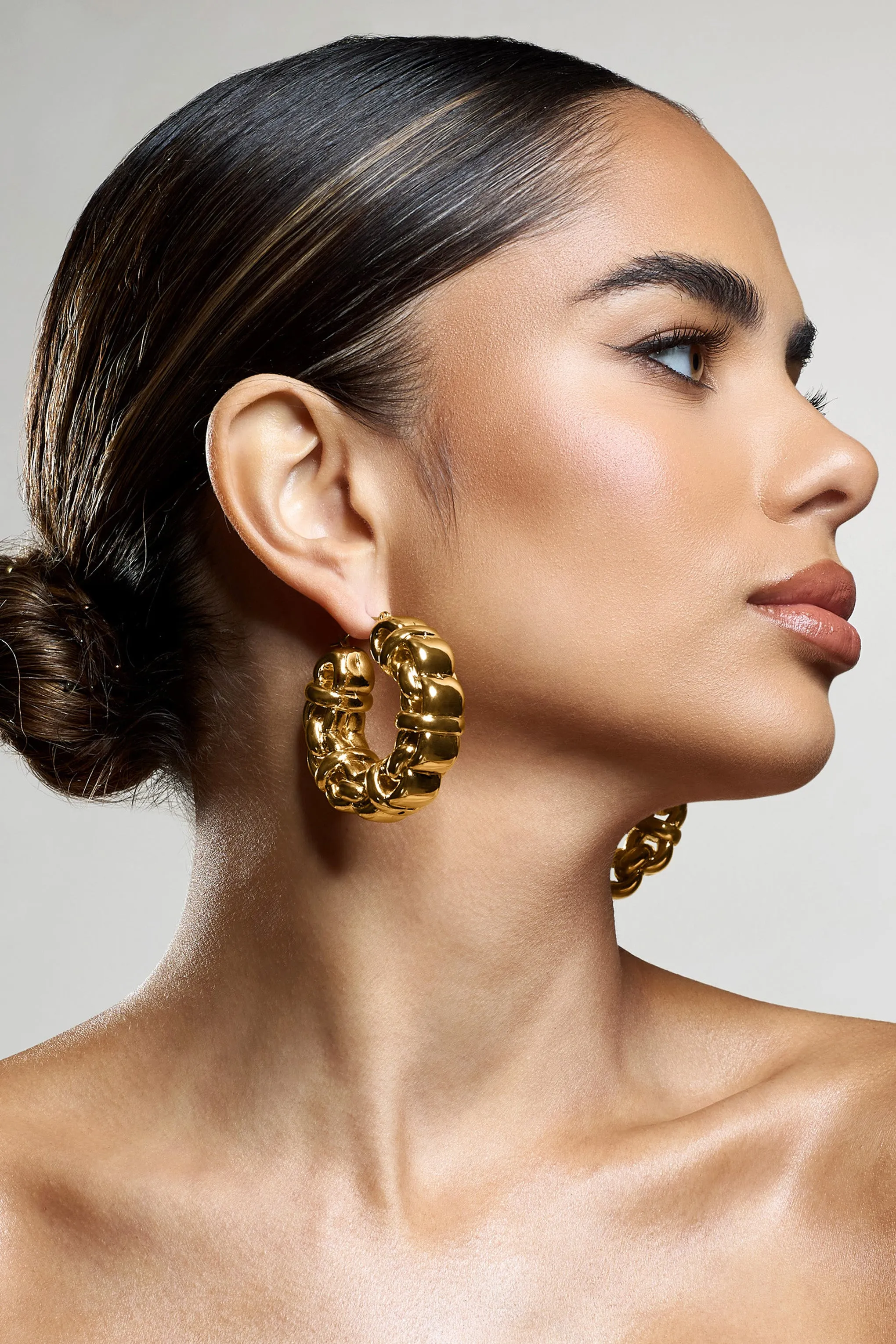 Orli | Gold Chunky Chain Hoop Earrings Club L London