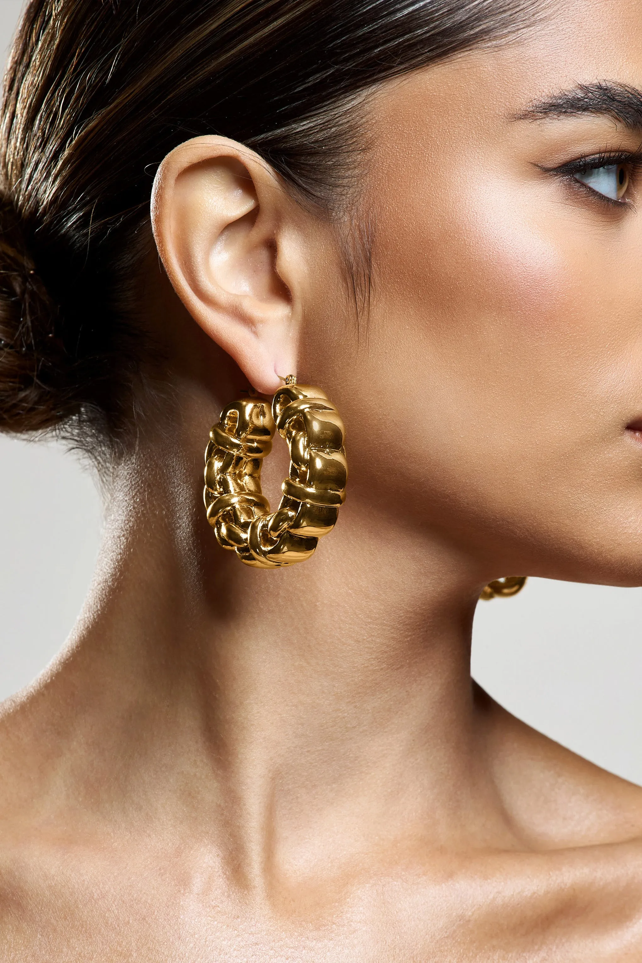 Orli | Gold Chunky Chain Hoop Earrings Club L London