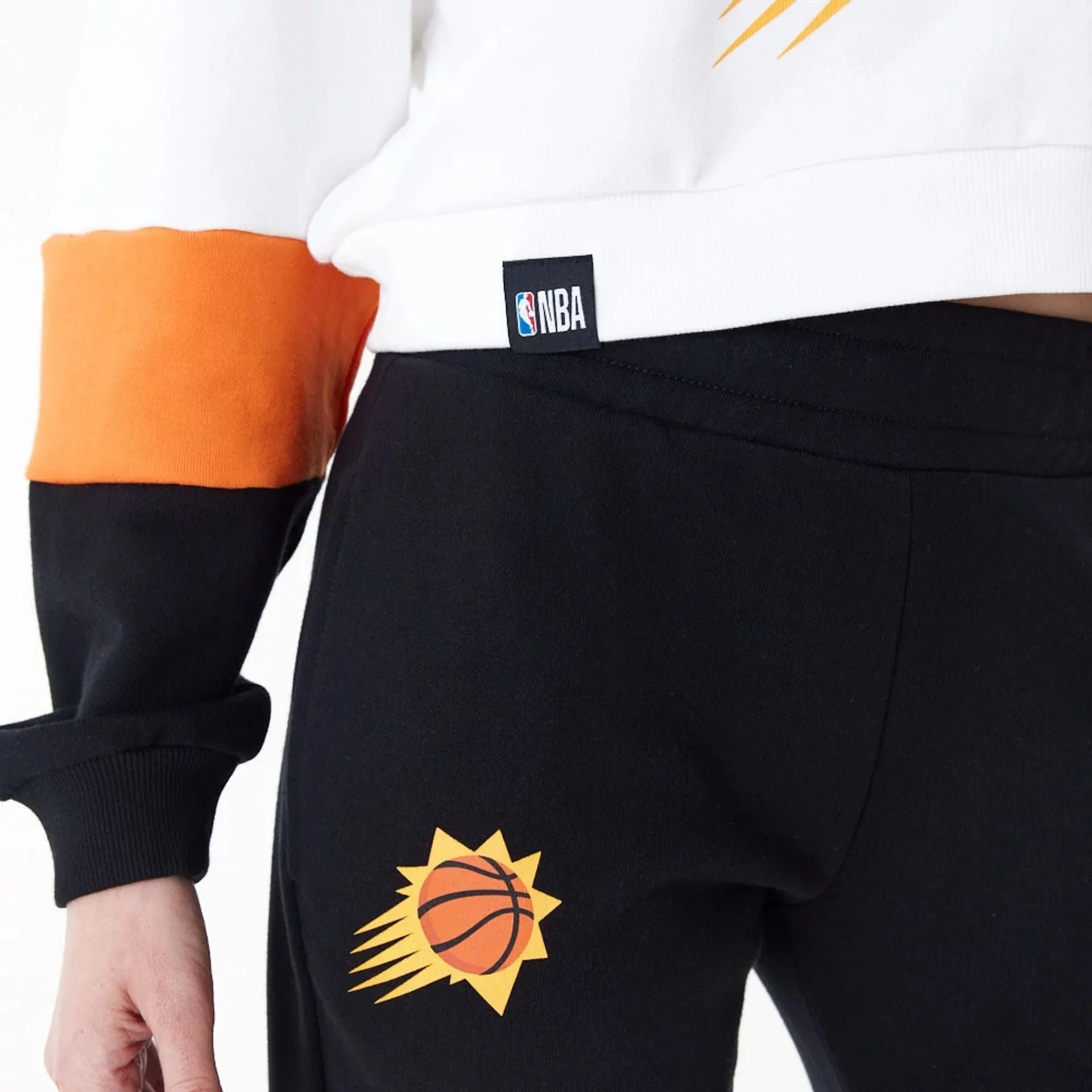Phoenix Suns Womens NBA Colour Block White Crop Crew Neck Sweatshirt NEW ERA