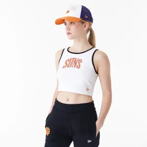 Phoenix Suns Womens NBA Team Wordmark White Crop Tank Top NEW ERA