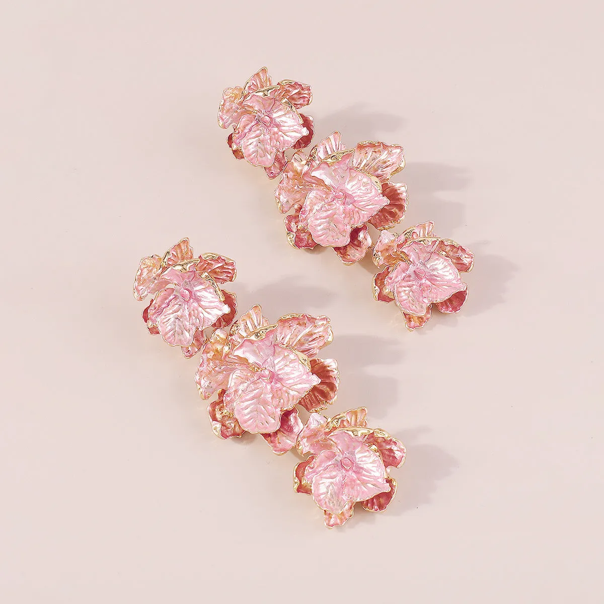 PINK 3D FLOWER EARRINGS Gloria Lanvin