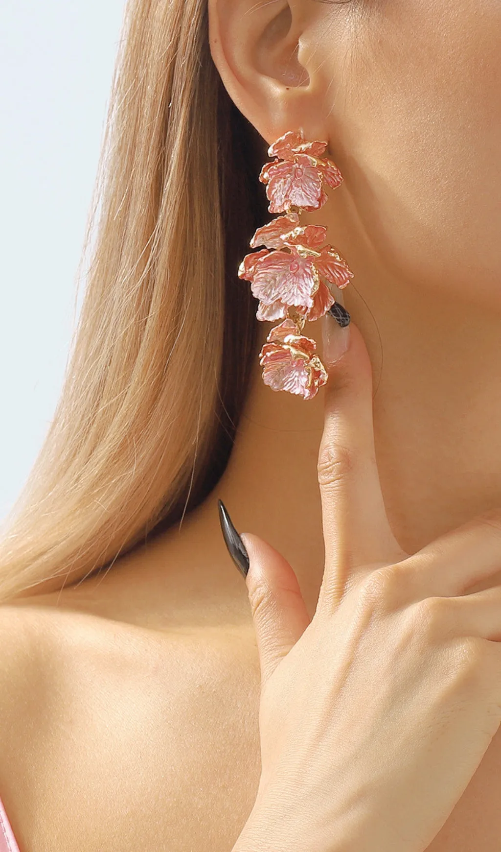 PINK 3D FLOWER EARRINGS Gloria Lanvin