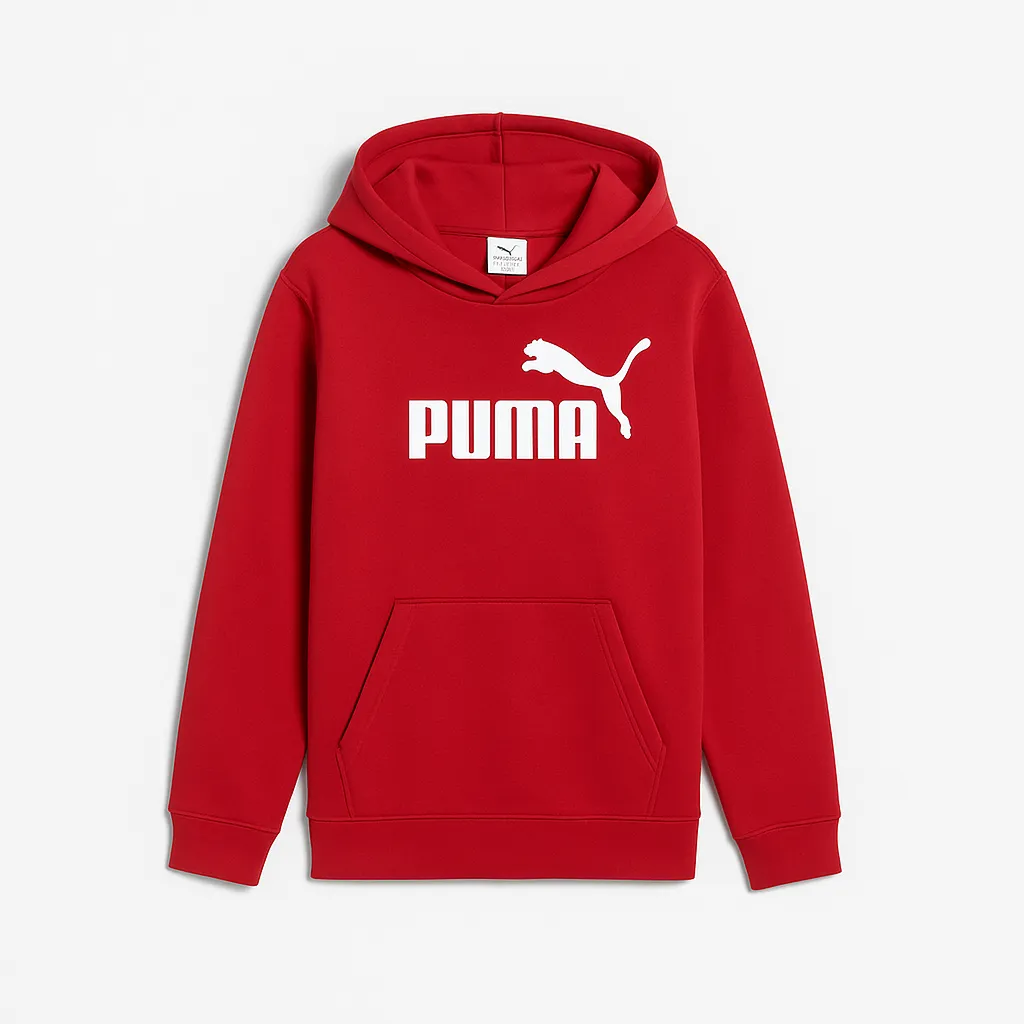 PUMA KID'S ESSENTIALS FLEECE RED HOODIE