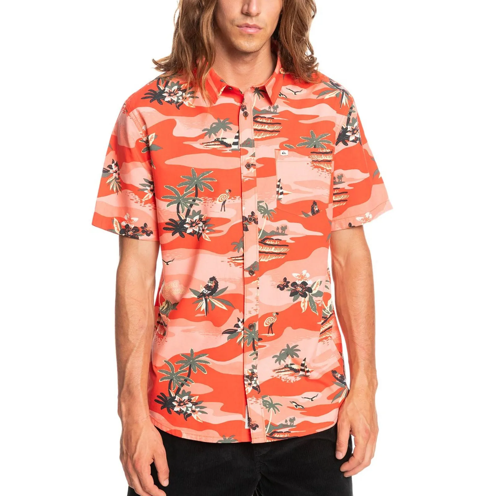 Quiksilver Mens Birdwatcher Short Sleeve Button Up Shirt