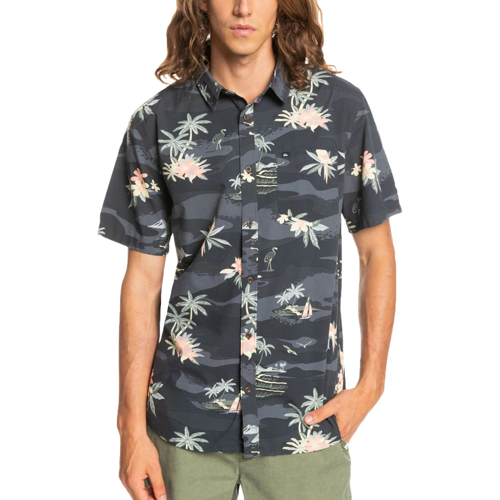 Quiksilver Mens Birdwatcher Short Sleeve Button Up Shirt