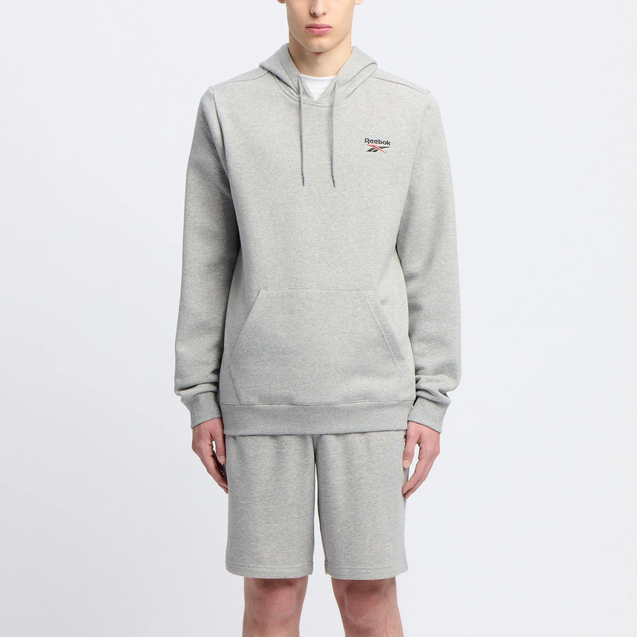 REEBOK MEN'S IDENTITY SMALL LOGO GREY HOODIE