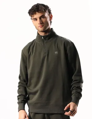 RUSSELL MEN'S BROOKLYN OLIVE QUARTER ZIP TOP