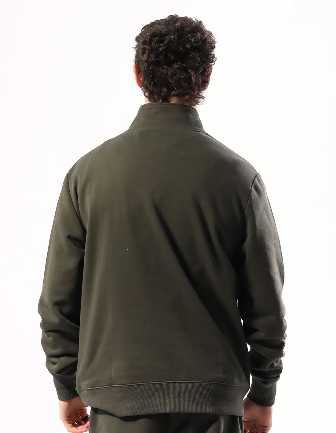 RUSSELL MEN'S BROOKLYN OLIVE QUARTER ZIP TOP