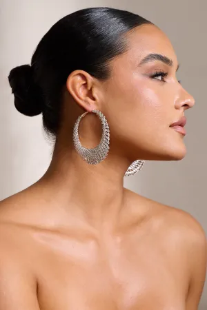 Saskia | Silver Diamante Hoop Earrings Club L London
