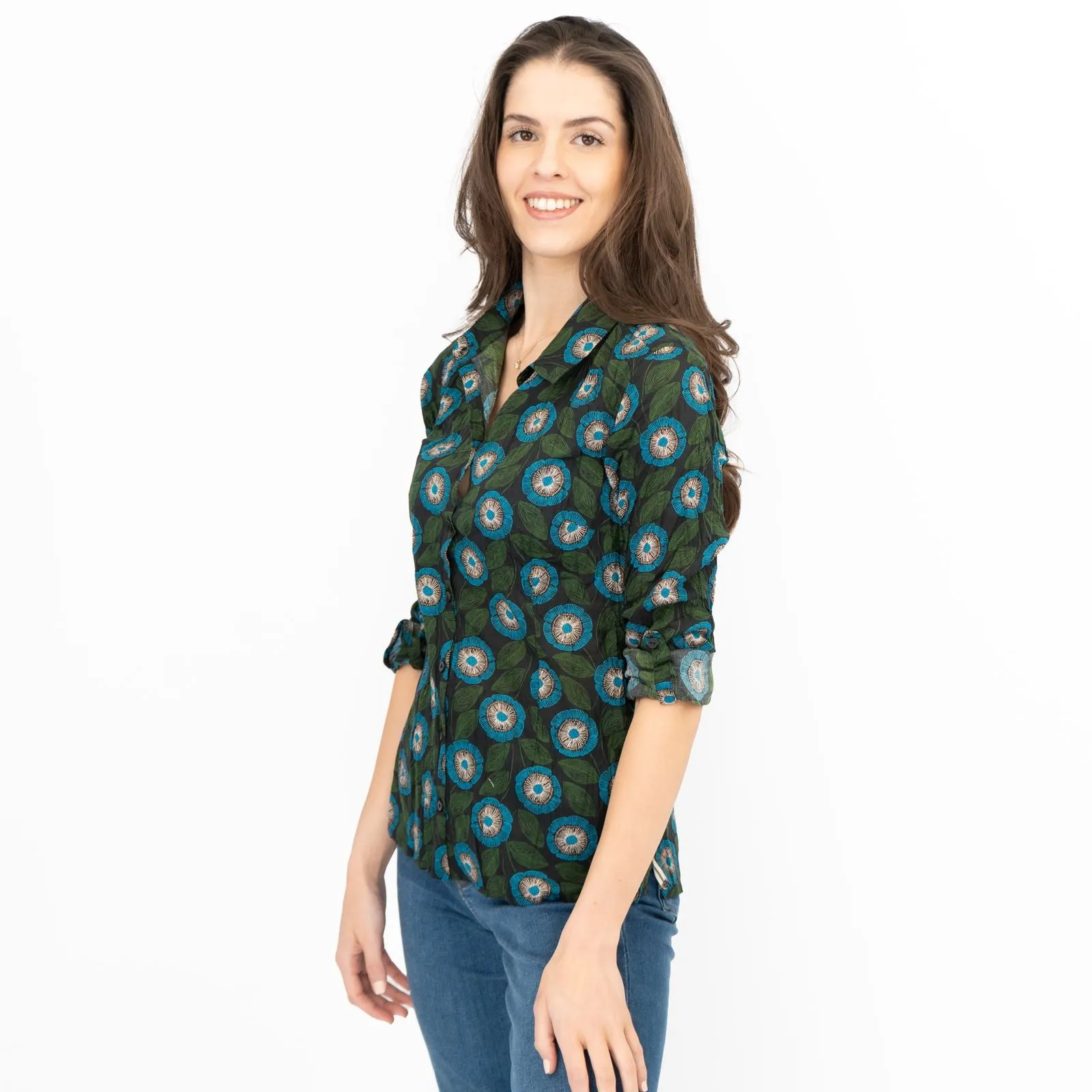 Seasalt Womens Larissa Shirt Blue Flowers