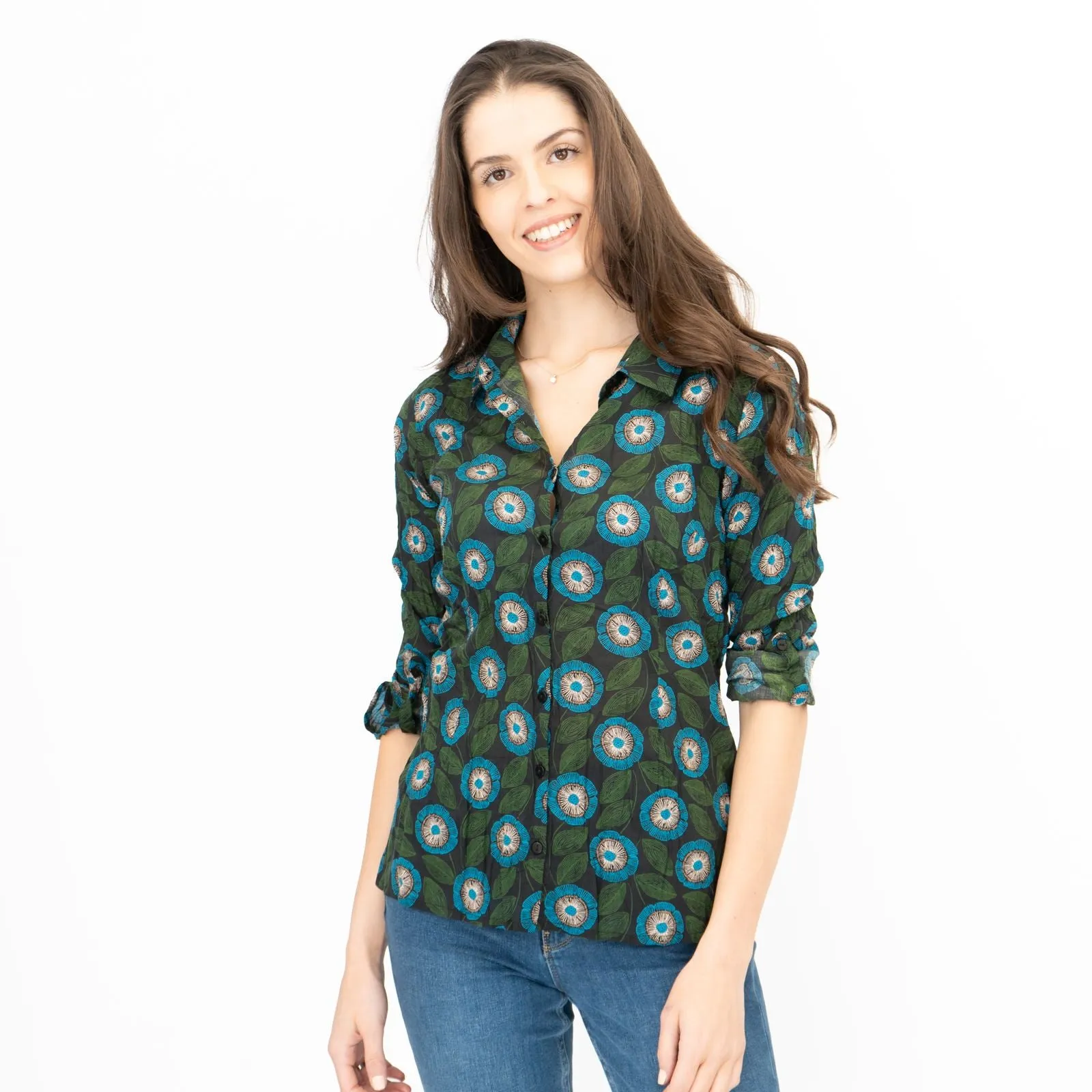 Seasalt Womens Larissa Shirt Blue Flowers